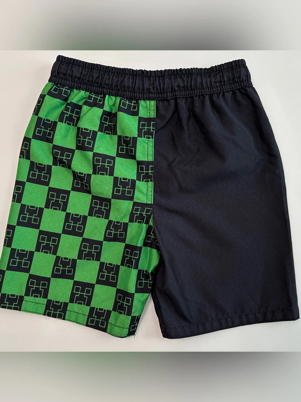 Minecraft Black & Green Checker Swim Shorts for boys in size Small